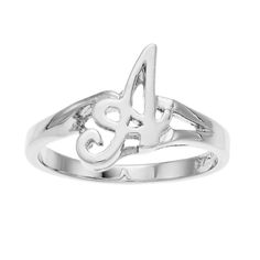 Personalize your look in a stylish way with this Traditions sterling silver initial ring. RING DETAILS Width: 25.4 mm Metal: sterling silver Plating: rhodium Finish: polished Size: 7. Color: Multicolor. Gender: female. Age Group: adult.