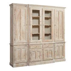 Wainscott Display Cabinet Dining Cabinet, Cabinet Wood, Tempered Glass Door, Large Cabinet, Reclaimed Pine, Kathy Kuo Home, Antique Farmhouse, Base Cabinets, Wall Unit