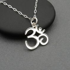 Ohm Necklace - 925 Sterling Silver Buddhist Jewelry, yoga jewelry, om necklace, yoga teacher gift Om Necklace Silver, Buddhist Jewelry, Ohm Necklace, Ohm Pendant, Om Necklace, Buddhist Jewellery, Om Pendant, Om Symbol, Symbol Necklace