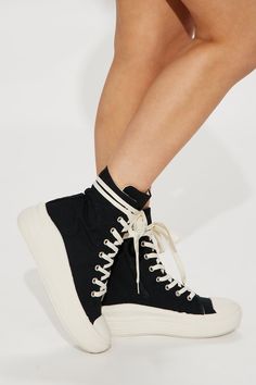 Available In Black. High Cut Sneakers Round Toe Lace Up Imported | Feel A Way Sneakers in Black size 5.5 by Fashion Nova High Cut Sneakers, Woman Sneakers, Shoe Wishlist, Jeans Jumpsuit, Swim Bottoms, Matching Dresses, High Cut, Fast Fashion, Sneakers Black