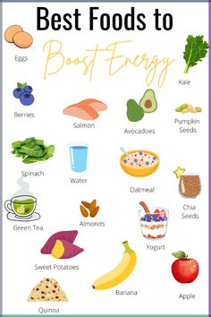 Eat these high energy and nutritious foods to boost your energy all day long without the crashes. Eat the right foods and have renewed vitality.\nFoods for energy healthy | Foods for energy and focus | Foods that give you energy | High energy foods Foods To Eat For More Energy, Food That Energizes You, Food To Boost Energy, Foods High In B6, Foods For Low Energy, Breakfast That Gives You Energy, High Energy Breakfast Ideas, Healthy Foods For Energy, Healthy Foods That Give You Energy