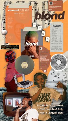 a collage of various music related items