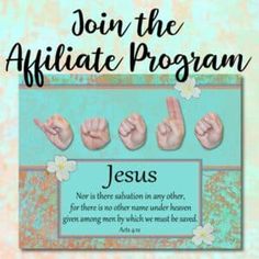 a poster with the words, join the affiate program jesus and hand gestures