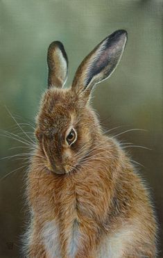 a painting of a brown rabbit sitting down