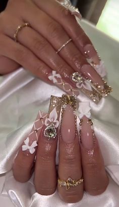 Mexican Nails, Champagne Nails, Red And Gold Nails, Henna Nails, Spring Acrylic Nails, Long Nail Designs