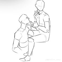 a drawing of a man sitting down talking to another man who is holding his hand up