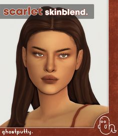 an animated image of a woman's face with the caption scarlet skinblend