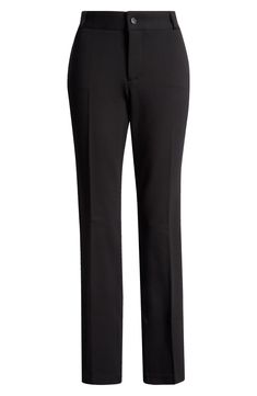 Straight-cut legs offer timeless style in these stretchy, figure-sculpting ponte trousers made with Lift Tuck® Technology that comfortably slims from within. 30" inseam; 15 1/2" leg opening; 9 1/4" front rise; 14 1/2" back rise (size 8P) 66% polyester, 30% viscose, 4% elastane Machine wash, line dry Imported Elegant Mid-rise Stretch Dress Pants, Elegant Stretch Mid-rise Dress Pants, Stretch Elastane Ankle-length Work Pants, Stretch Ankle-length Elastane Work Pants, Classic Mid-rise Stretch Dress Pants, Classic Stretch Mid-rise Work Pants, Mid-rise Stretch Dress Pants For Formal Occasions, Classic Stretch Elastane Dress Pants, Formal Mid-rise Stretch Dress Pants