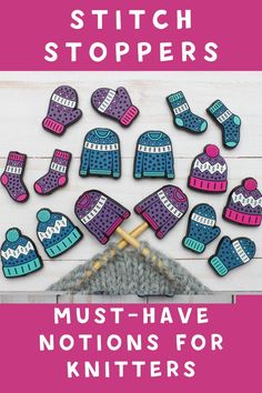 knitted sweaters and mittens with text overlay that reads must - have knitting for knitters