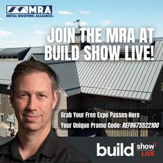 a man standing in front of a building with the words build show live on it