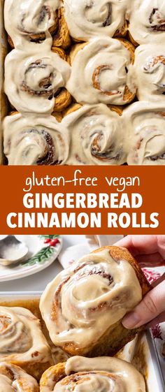 gluten - free vegan gingerbread cinnamon rolls with cream cheese frosting