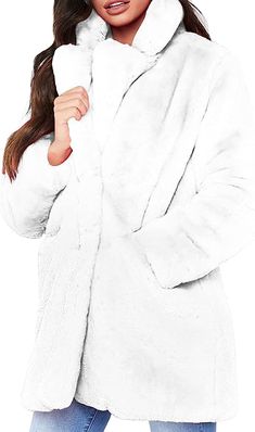 Stay chic and warm this winter in our Winter Chic Long Sleeve Faux Fur Coat! Crafted with 100% faux fur that boasts a luxurious texture, this lightweight coat is perfect for cold winter days. Enjoy the practicality of zippered pockets and an adjustable hood. Get it now and stay stylish and cozy! Faux Fur,Fleece Button closure Machine Wash Brand Size Dress Bust Waist Hip XS 0-2 31-32.5'' 23-24'' 31-34" S 4--6 33-35'' 25-26'' 35-37" M 8--10 35-36'' 27-28'' 38-39" L 12--14 38-40'' 29-31'' 40-42" XL Hooded Faux Fur Coat With Pockets, Solid Color Faux Fur Coat For Winter, Solid Color Faux Fur Coat For Cold Weather, Faux Fur Coat For Cold Weather, Solid Faux Fur Coat For Cold Weather, Hooded Faux Fur Outerwear In Solid Color, Solid Hooded Faux Fur Outerwear, Casual Long Faux Fur Coat, Winter White Fluffy Long Sleeve Outerwear