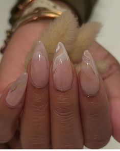 Bride Nails Black Women, Gelx Inspo Nails Simple, Neutral Formal Nails, Natural Nails Acrylic Design, Tapered Almond Nails, Nailbayo Nail, Almond Shaped Nails Designs Classy, Milky Acrylic Nails, French Marble Nails