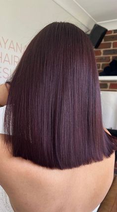 Dark Cherry Peekaboo Hair, Hair Color Ideas Solid Colors, Cherry Coke Peekaboo Hair, Cherry Cola Colored Hair, Short Red Hair Latina, Cassis Purple Hair, Deep Cherry Cola Hair, Dark Cola Hair Color, Cherry Coke Color Hair