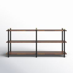 an empty shelf with three shelves on each side and two metal bars at the top