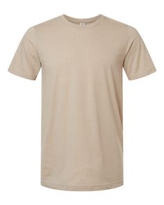 Combed CVC T-Shirt - HEATHER TAN - L | Tultex Combed CVC T-Shirt in Heather Tan Size Large | 60/40 cotton/polyester Beige Relaxed Fit Plain T-shirt, Beige Plain T-shirt With Relaxed Fit, Beige Short Sleeve Plain T-shirt, Beige Plain Short Sleeve T-shirt, Basic Beige Crew Neck T-shirt, Sustainable Manufacturing, Columbia Blue, Popular Colors, Deep Teal