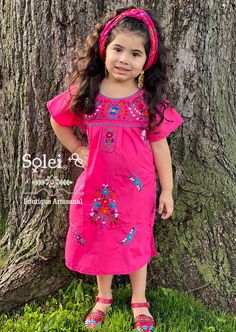 This Beautiful Girls Mexican Dress is perfect for a birthday party or special event. This Embroidered Children's Dress comes with a Matching Mommy and Me Option Found here: https://www.etsy.com/es/listing/861815689/vestido-mexicano-mami-y-yo-vestido?ref=listing_published_alert Mexican Dresses For Kids, Mexican Fiesta Party Outfit, Kids Traditional Dress, Kids Party Dress, Hand Embroidered Tunics, Encanto Birthday, Traditional Mexican Dress, Adult Dress, Ballet Folklorico