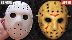 Diy Jason Mask, Jason Voorhees Pumpkin Painting, Jason Voorhees Hockey Mask, Diy Halloween Doll, Jason Vorhees, Jason Mask, Pumpkin Mask, Last Halloween