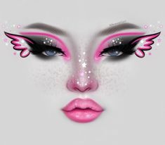 Cutesy Makeup, Makeup Drawings, Edgy Eye Makeup, Digital Face, Creepy Makeup, Makeup Photos, Makeup Drawing