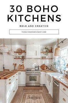 a kitchen with white cabinets and wooden floors