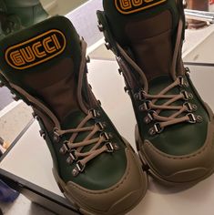 Green Gucci Boots Gucci Boots, Gucci Shoes, Dc Sneaker, Winter Boot, Bootie Boots, Green And Grey, Ankle Boots, Gucci, Women Shoes