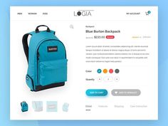 an image of a blue backpack on the storefront page, which is also for sale