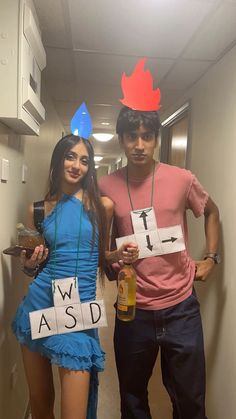 fireboy and watergirl halloween🎃 Dark Hair Couples Costume, Halloween Duos Couple, Costume With Dog And Owner, Boyfriend And Girlfriend Costumes, Interesting Halloween Costumes, Iconic Couples Costumes, Costume Halloween Duo, 2024 Costumes, Duo Outfits