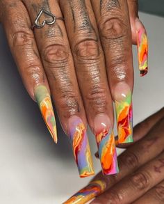 Nails On Black Women, Long Stiletto, Colorful Nail, Bling Acrylic Nails, Girls Nails, Luxury Nails