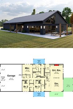 this is an image of the garage and living area in a house plan that has two separate