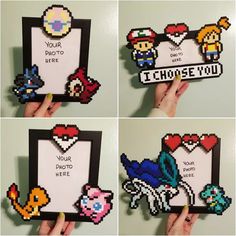 four different pictures of pixel art with the words i choose you written in each frame