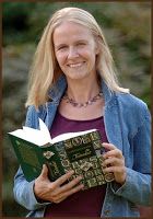 a woman holding a book in her hands