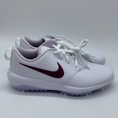 Women's Nike Roshe G Tour Golf Cleats Shoes White Maroon Ar5582-103 New Without The Box A Proceed Of Every Sale Goes To Supporting The Nonprofit Just A Pair Of Shoes. Which Gives A Brand New Pair Of Nikes To A Child From A Troubled Background To Instill Confidence And A Sense Of Belonging Www. Justapairofshoes .Org Sporty Golf Shoes With Perforated Round Toe, Synthetic Lace-up Golf Shoes With Boost Midsole, Lace-up Golf Shoes For Sports, Sporty Synthetic Golf Shoes With Rubber Sole, Synthetic Golf Shoes With Rubber Sole And Round Toe, Lace-up Golf Shoes With Rubber Sole, Nike Low-top Golf Shoes For Sports, Nike Lace-up Golf Shoes, Nike Golf Shoes For Sports With Round Toe