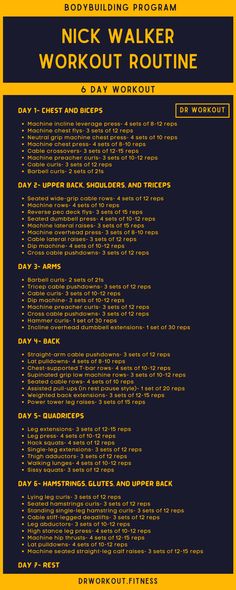 Nick Walker’s Workout Routine Total Body Workout Plan, 4 Day Workout, Arm Workout Gym, Pull Workout, Push Pull Workout, 7 Day Workout, Nick Walker