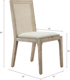 the side view of a chair with measurements