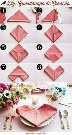 how to fold napkins in the shape of hearts for valentine's day dinner