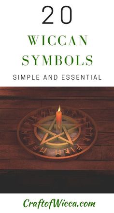 a candle with the words, 20 wiccan symbols simple and essential