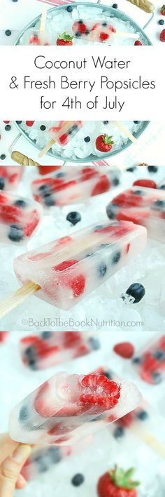 blueberry and raspberry popsicles on ice