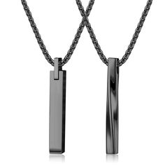 PRICES MAY VARY. PRODUCT SIZE--Thick Bar Pendants Size: length: 40mm,width: 5.8mm,thick:5.8mm; Twisted Cube Bar Pendant Size: length: 40mm,width: 3.6mm,thick:4.6mm;All Come with a 3mm 24 inch chain. Perfect size for men and women QUALITY MATERIAL--Made of Quality 316L Stainless Steel,Nickel-free and Lead-free.These were Designed Specifically for both Comfort and Durability,Suit for Long Time Wearing MOST ECONOMICAL CHAIN SET--2 Pcs in a Set,1 Stainless Steel Bar Pendant Necklace and 1 Twisted Cu Bar Pendants, Chain Necklace Set, Bar Pendant Necklace, Stainless Steel Bar, Necklace For Men, Bar Pendant, Steel Bar, Black Stainless Steel, Men Necklace