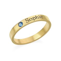 Stackable Birthstone Name Ring - 18k Gold Plated - MYKA Pink Wedding Rings, Cheap Wedding Rings, Stackable Rings Wedding, Bracelet Initial, Bracelet Couple, Name Ring, Name Rings, Personalized Rings, Jewelry For Her