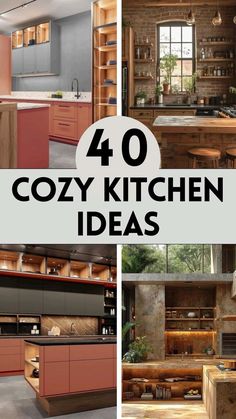 four different pictures with the words cozy kitchen ideas