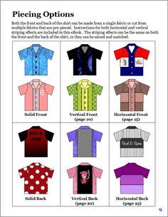 the different types of shirts are shown in this page, and each one has an individual's name on it