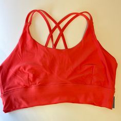 New With Tags Sports Bra Medium Support Removable Padding Bright Coral Pink Size Xl Red Sweat-resistant Activewear For Workout, Red Sports Bra With Light Support For Workout, Red Light Support Activewear For Workout, Red Go-dry Sports Bra For Workout, Red Go-dry Activewear For Sports, Red Casual Sports Bra For Running, Functional Red Activewear With Light Support, Red Sportswear Activewear With Light Support, Red Functional Activewear With Athletic Fit