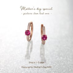 Round Ruby White CZ Hoop Earrings, Ruby & Diamond Huggie The hoop features a beautiful combination of ruby and diamond stones set in 14K rose gold, which lends them an elegant and timeless look. The design is delicate and the hoops are perfect for any occasion. F E A T U R E S [Made to Order] ▶ Gold KT: 925 Sterling Silver Choice of Gold Color: Gold Vermeil in 18K Rose Gold/ 18K Yellow Gold, Sterling Silver Main Stone: Lab Grown Ruby, Round Shape, 4mm, 2 pcs Side Stone: Cubic Zirconia, Round Shape No. of Stone: 26 pcs ▶ Gold KT: 14K  Choice of Gold Color: Rose Gold, Yellow Gold, White Gold  Main Stone: Lab Grown Ruby, Round Shape, 4mm, 2 pcs Side Stone: Natural Diamond, Round Shape No. of Stone: 26 pcs, Est. 0.07ct Width: 4mm/ 0.15 in Height: 15.2mm/ 0.59 in Ready to Ship in 25-30 Business Round Huggie Earrings For Valentine's Day Anniversary, Rose Gold Cubic Zirconia Huggie Earrings For Anniversary, Anniversary Rose Gold Cubic Zirconia Huggie Earrings, Valentine's Day Round Huggie Earrings For Anniversary, Elegant Hoop Jewelry For Mother's Day, Elegant Hoop Earrings For Anniversary And Mother's Day, Hoop Jewelry For Anniversary On Valentine's Day, Elegant Rose Gold Hoop Earrings For Valentine's Day, Hoop Jewelry For Valentine's Day Anniversary