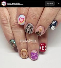 Iconic Nails, Eras Tour Nails, Taylor Swift Nails, Cherry Blossom Nails, Taylor Swift Birthday, Colored Acrylic Nails, Taylor Swift Cute, Really Cute Nails, Taylor Swift Red