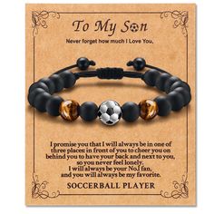 PRICES MAY VARY. 【Gifts for Son】 Wearing a yellow tiger eye bracelet can inspire your son's confidence, courage and execution, and help your son maintain a firm belief and positive attitude when facing difficulties and challenges. 【Soccer Bracelets for Boys】 Soccer bracelets are creative products that combine soccer accessories with children's preferences. They are both decorative and allow children to express their love and support for soccer. Let them feel the joy and pride brought by soccer s Soccer Bracelets, Bracelets For Boys, Soccer Bracelet, School Anniversary, Blue Tiger Eye Bracelet, Gifts For Son, Soccer Accessories, Boys Bracelets, Boys Soccer