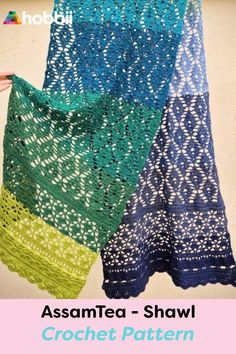 two crocheted shawls hanging on a clothes line with the words assamtea - pris 4kr