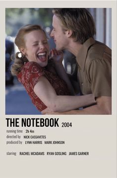 the notebook movie poster with an image of a man kissing a woman's face