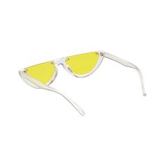 A throwback look. Make a statement. A beautiful tint adds jazz and UV protection to your peepers with these Women’s Yellow Retro Half-Frame Sunglasses from zeroUV.. Retro yet futuristic. Sharp looks. A semi-rimless frame with a cat-eye design brings subtle glam while thin arms complete that sleek, dynamic look.. Crafted to last. These shades are made with a plastic-based frame, reinforced metal hinges, and polycarbonate lenses that offer full UVA/UVB protection.. Set your sights on a must-have a Subtle Glam, Trendy Eyewear, Festival Sunglasses, Hexagon Sunglasses, Tinted Glasses, Black Gold Chain, Rimless Frames, Metal Hinges, Cheap Sunglasses