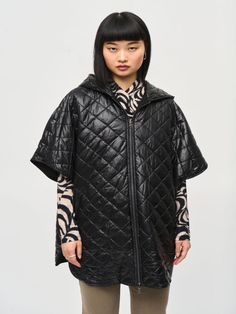 Joseph Ribkoff Hooded Quilted Puffer Jacket In Black 243906-Nicola Ross