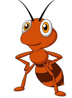 a cartoon ant insect with big eyes and large antennae on it's back legs